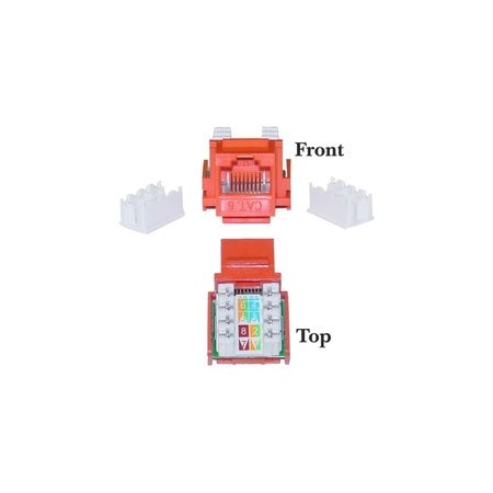 Cable Wholesale Slimline Cat6 Keystone Jack, Orange, RJ45 Female to 110 Punch Down 326-120OR